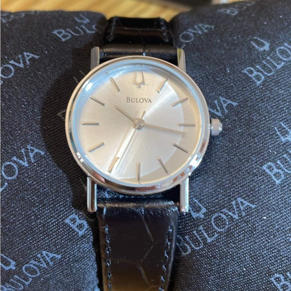 Bulova Women's Silver and Black Watch